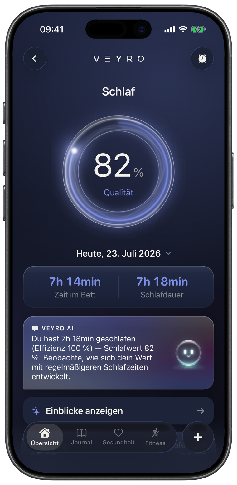 Schlaf-Seite der Veyro-App