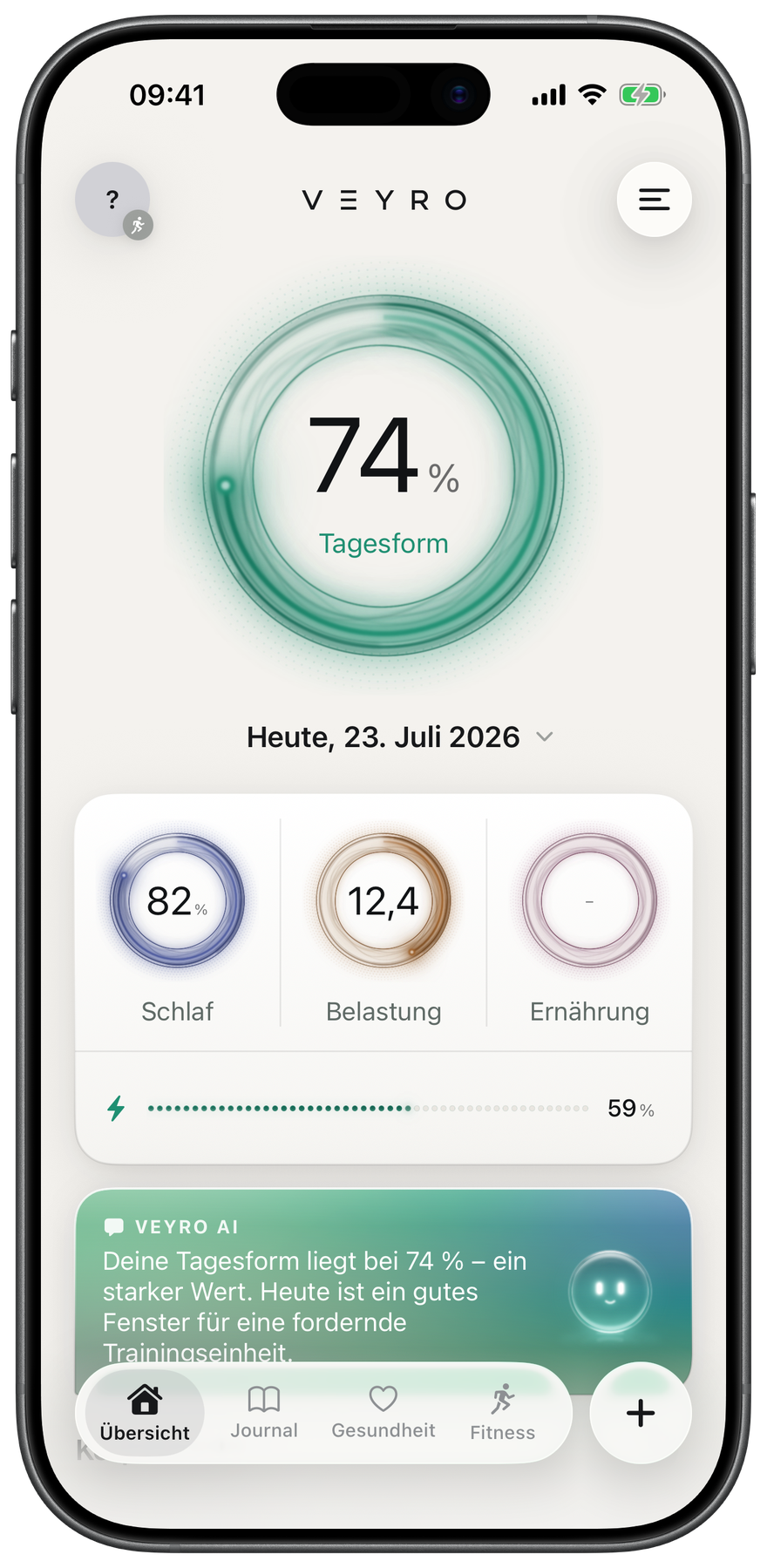Veyro-Übersicht mit Tagesform-Ring